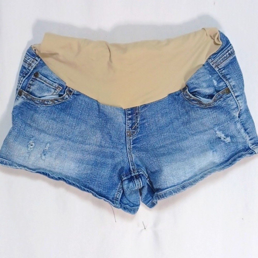 Indigo Blue Jean Shorts Maternity Size MED STRETCH